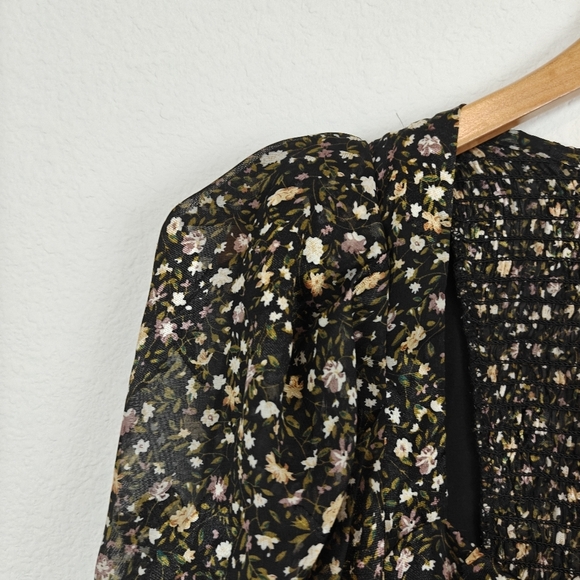 ASTR The Label Black Blush Ditsy Floral Printed Victoria Ruffle Dress Size Small - Picture 12 of 16